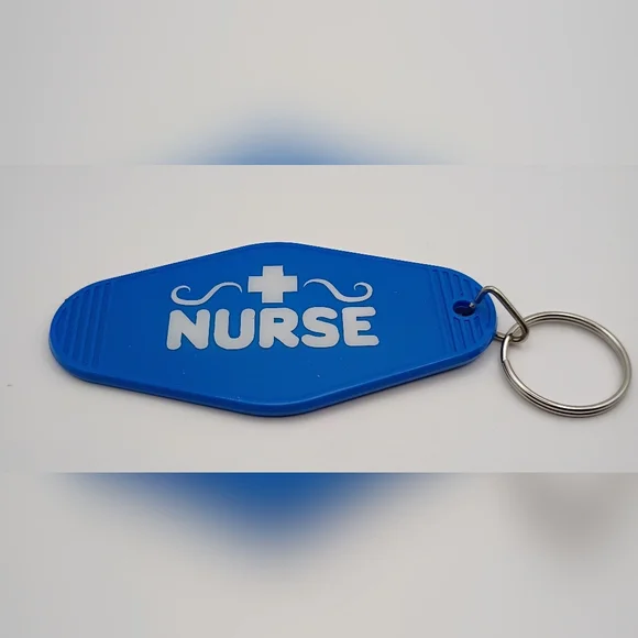 Motel Keychain Custom Retro Styled Blue And White Nurse Keychain Keyring - Picture 2 of 2